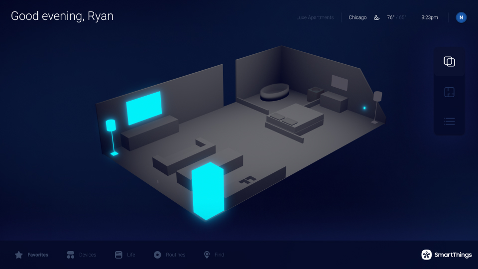 Perspective view of Samsung Smart Ambience with no devices