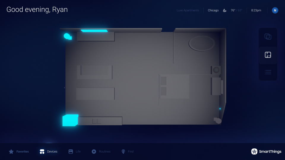 Top view of Samsung Smart Ambience interface